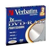 DVD-RAM 4.7GB 3X 3PK COLOUR SLIMCASE VERBATIM