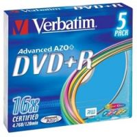 DVD+R 4.7 16X SLIM 5 COLOR VERBATIM