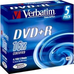 DVD+R 4.7 16X JEWELLCASE 5 VERBATIM