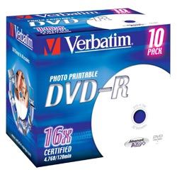 DVD-R 4.7 16X JEWELL 10 IMPRIMIBLE VERBATIM