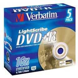 DVD+R 4.7 16X JEWELLCASE Pack5 LIGHTSCRIBE VERBATIM