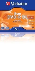 DVD-R 2.6 8CM JEWELL Pack5 DOBLE CAPA VERBATIM
