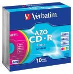 CDR 700 52X SLIM Pack10 COLORES VERBATIM