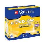 DVD+RW 4.7 4X JEWELLCASE Pack5 VERBATIM