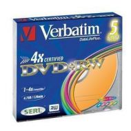 DVD+RW 4.7 1-4X Pack5 SLIM COLORES VERBATIM
