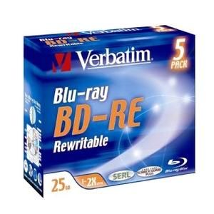 BD-RE SL X5 25GB SPEED 2X JEWEL CASE PACK 5 REWRITABLE
